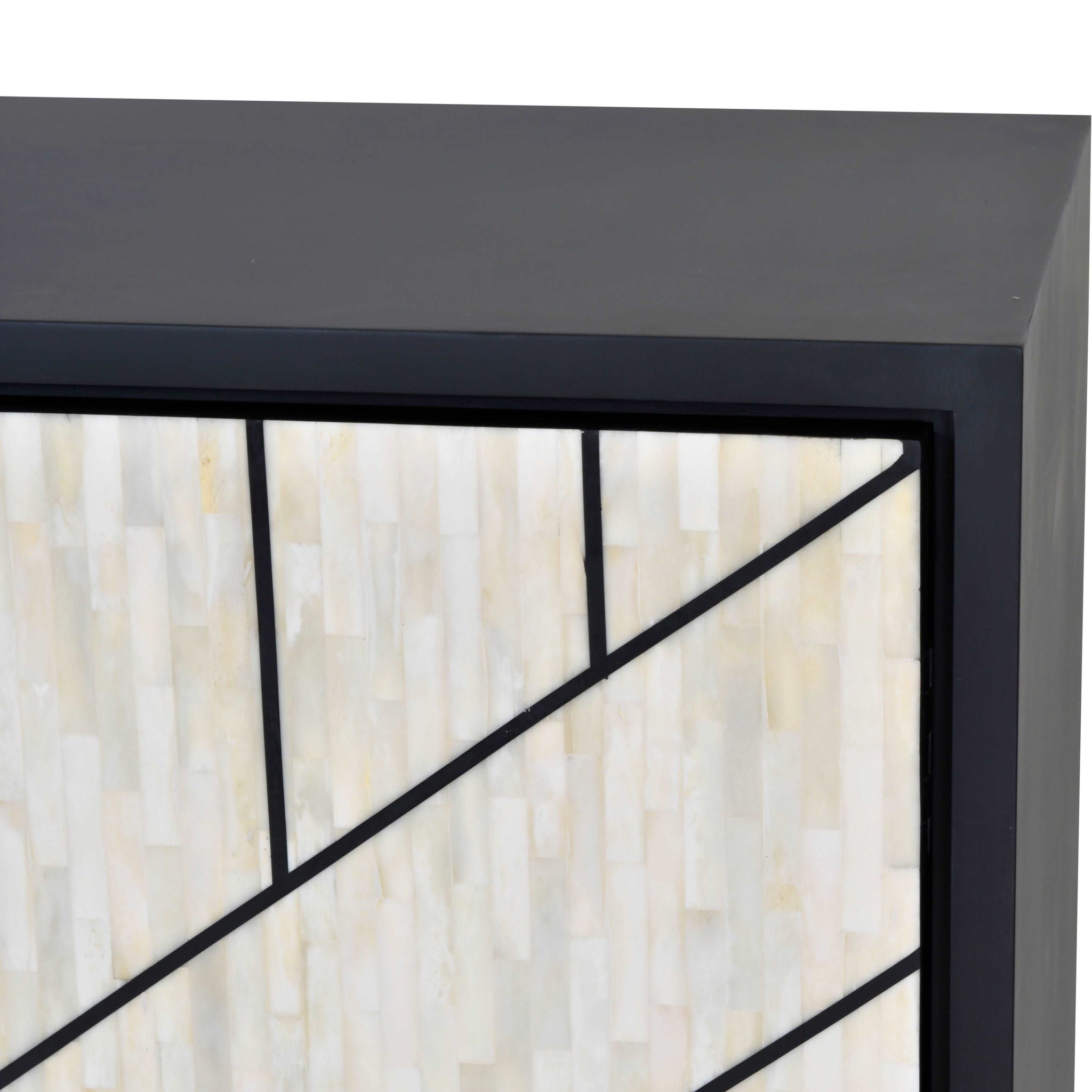 Abstract 3 Door Cabinet with Bone Inlay