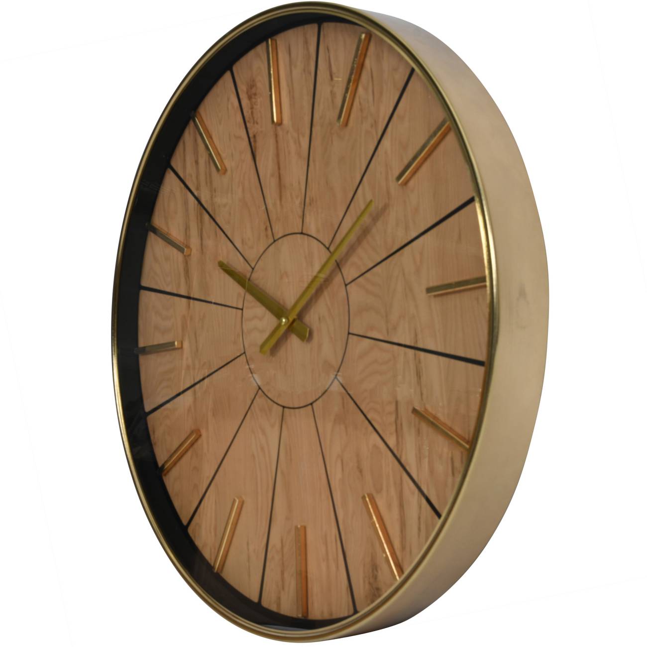 Piper 60cm Gold and Wood Effect Wall Clock