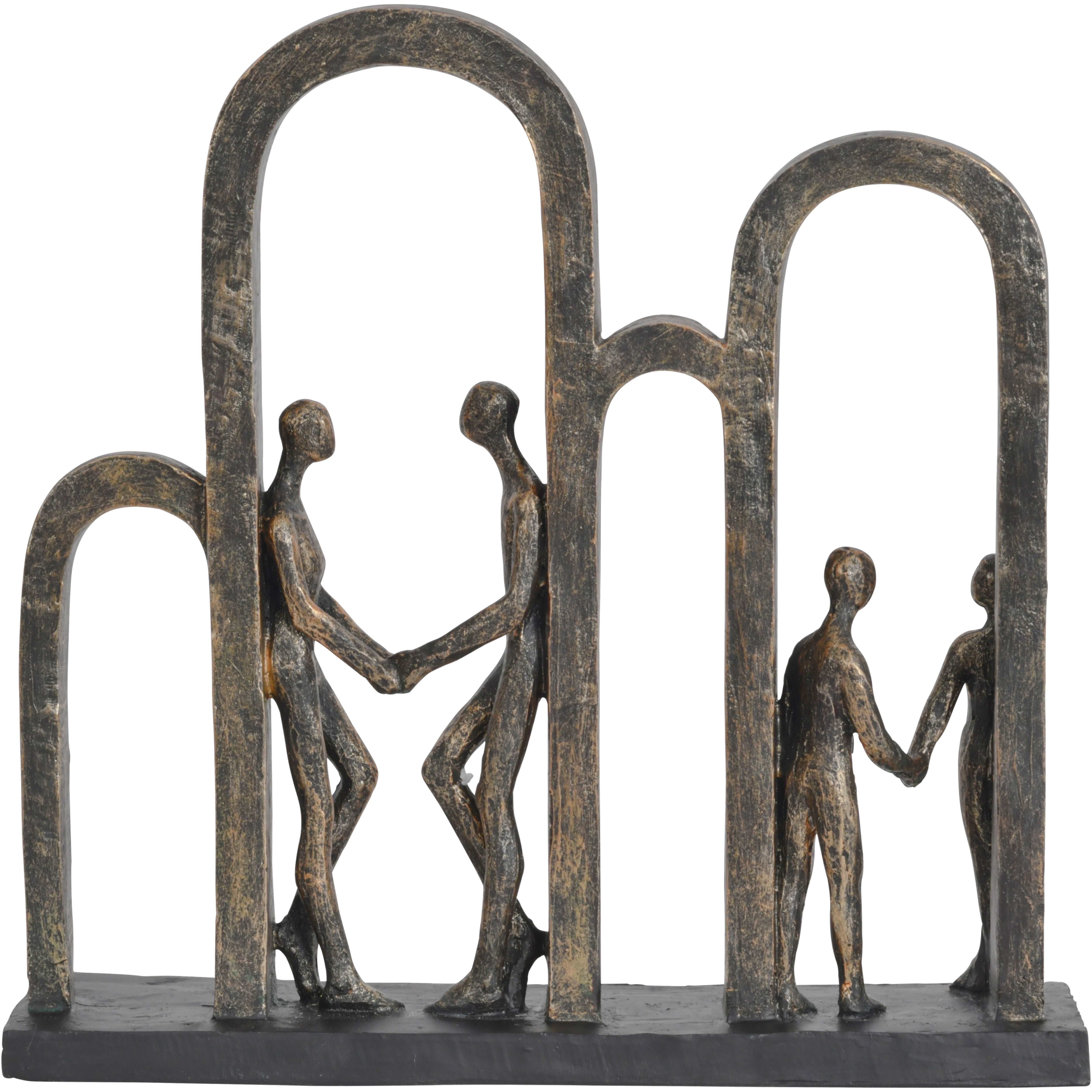 Antiqued Bronze Family In Arches Sculpture Large