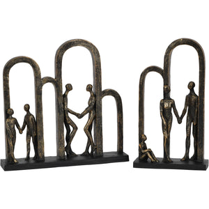 Antiqued Bronze Family In Arches Sculpture Large