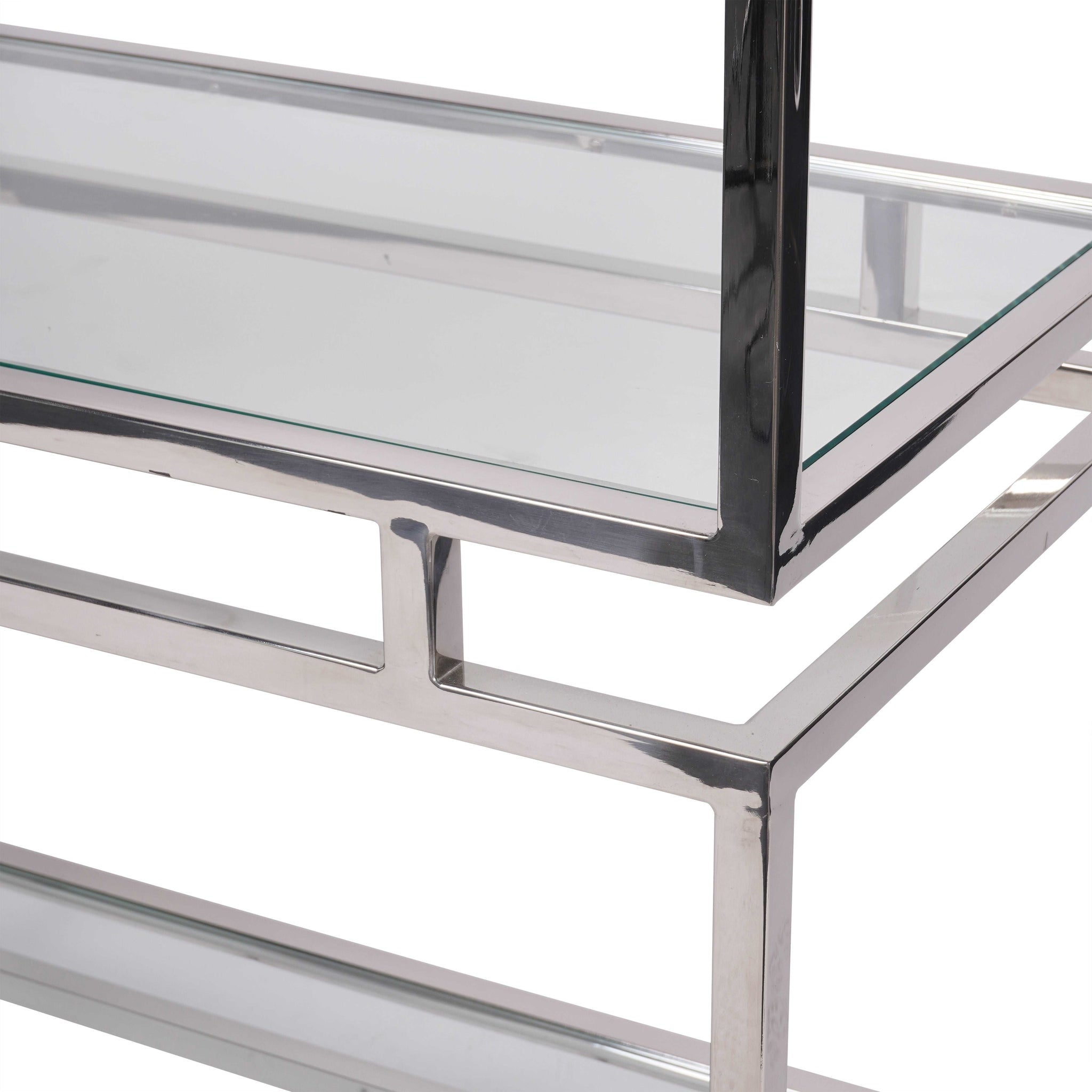Alberta Stainless Steel Frame and Clear Glass Large Display Unit