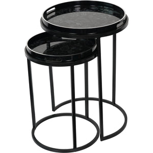 Luisa Print Set Of 2 Side Tables With Removeable Trays