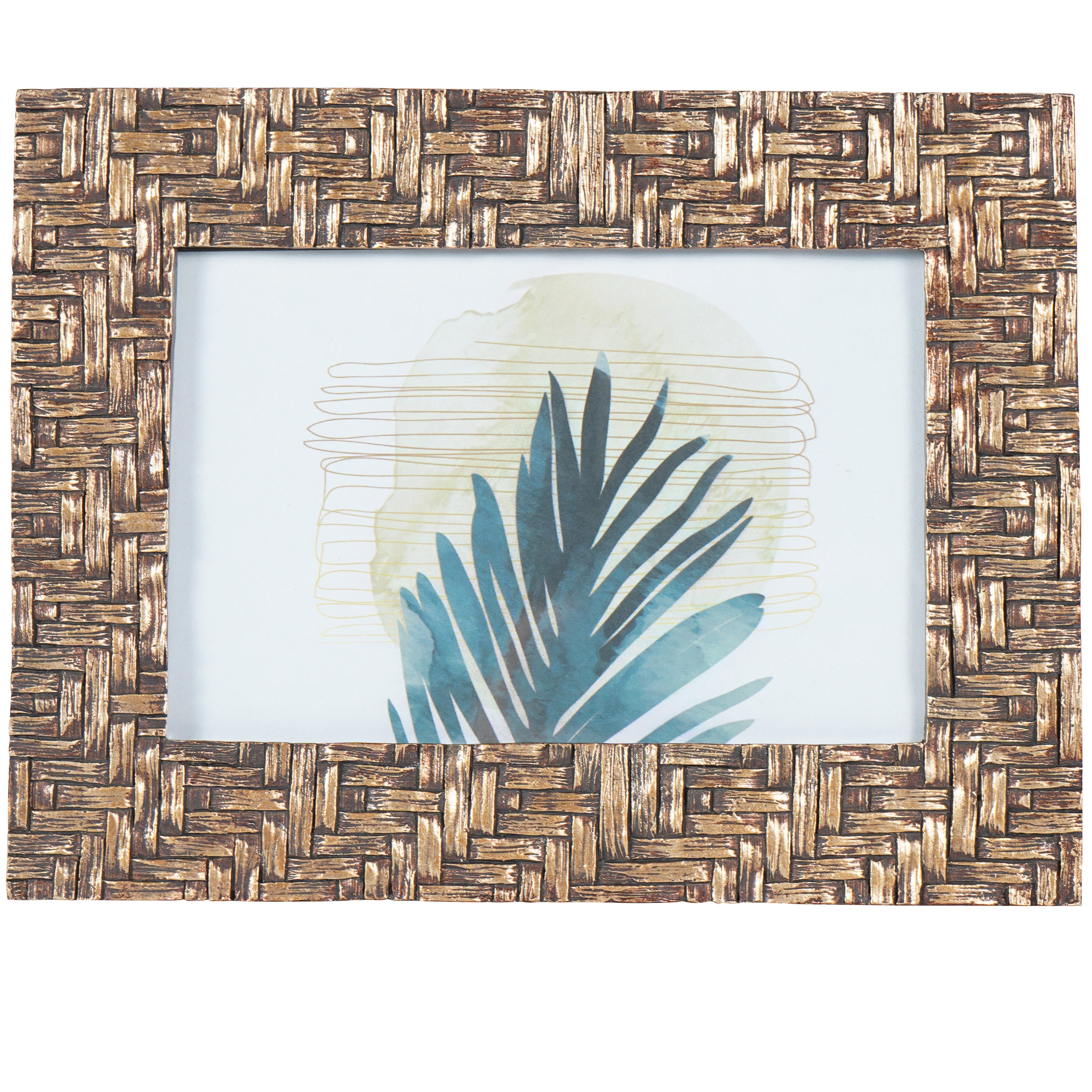 Brown Bamboo Woven Effect Photo Frame 10x15cm