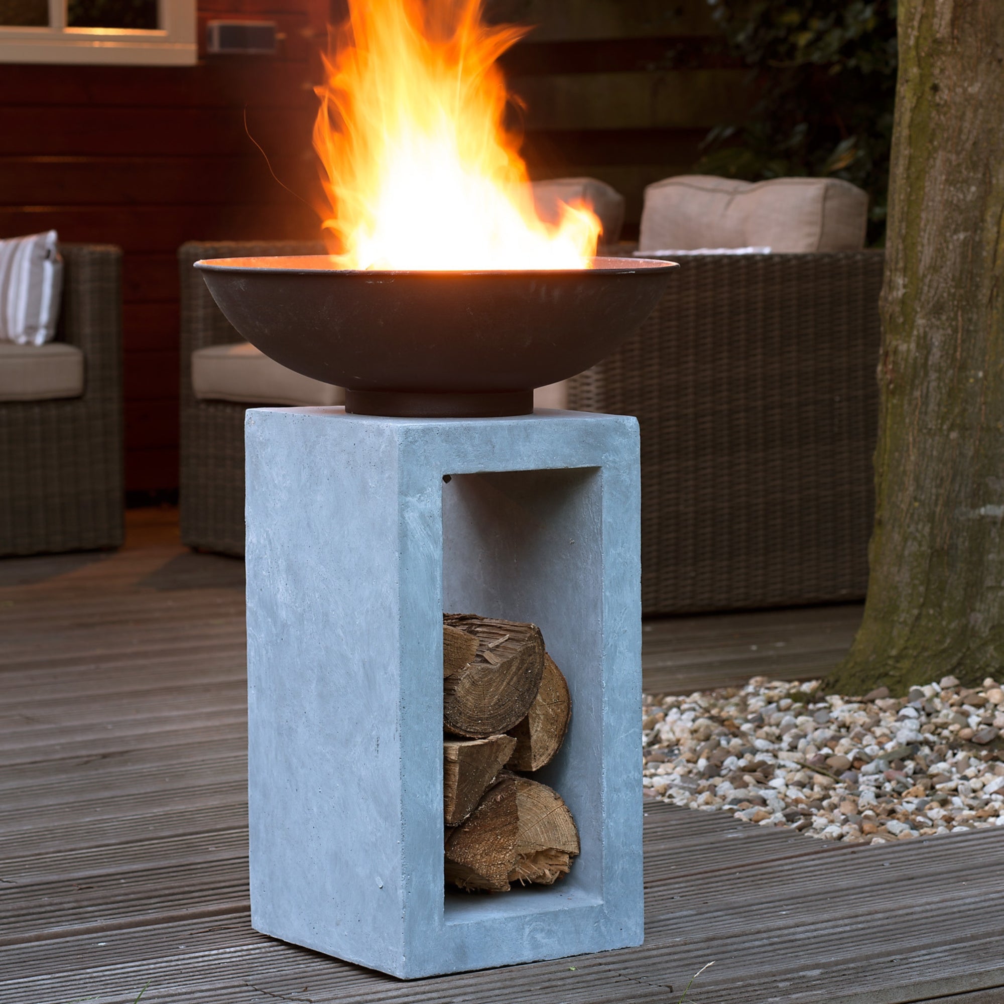 Fire Pit And Square Console Cement