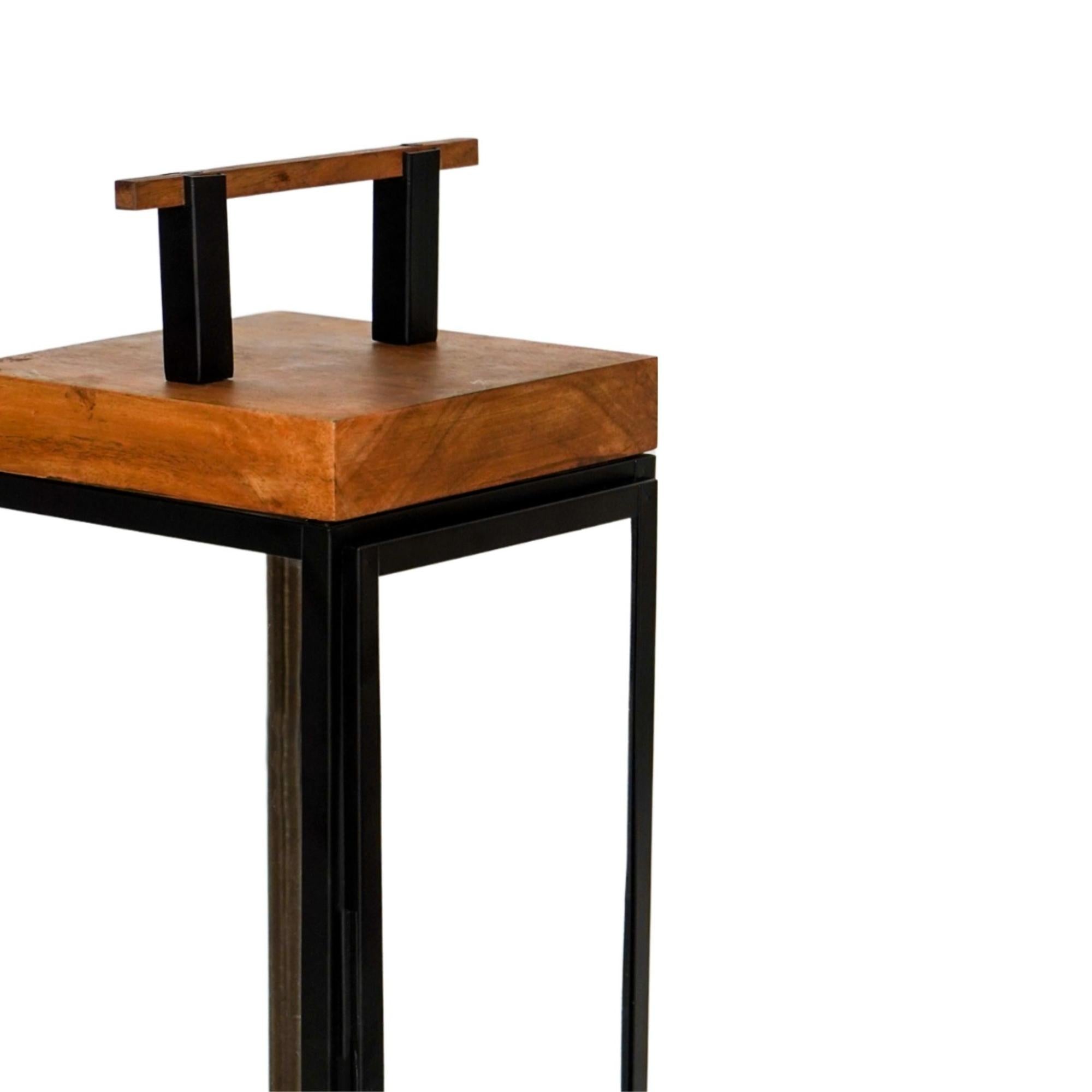 Grace Tall Lantern In Acacia Wood And Black Small
