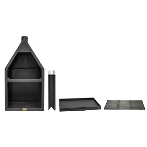 Outdoor Henley Fireplace Black With Grill Iron