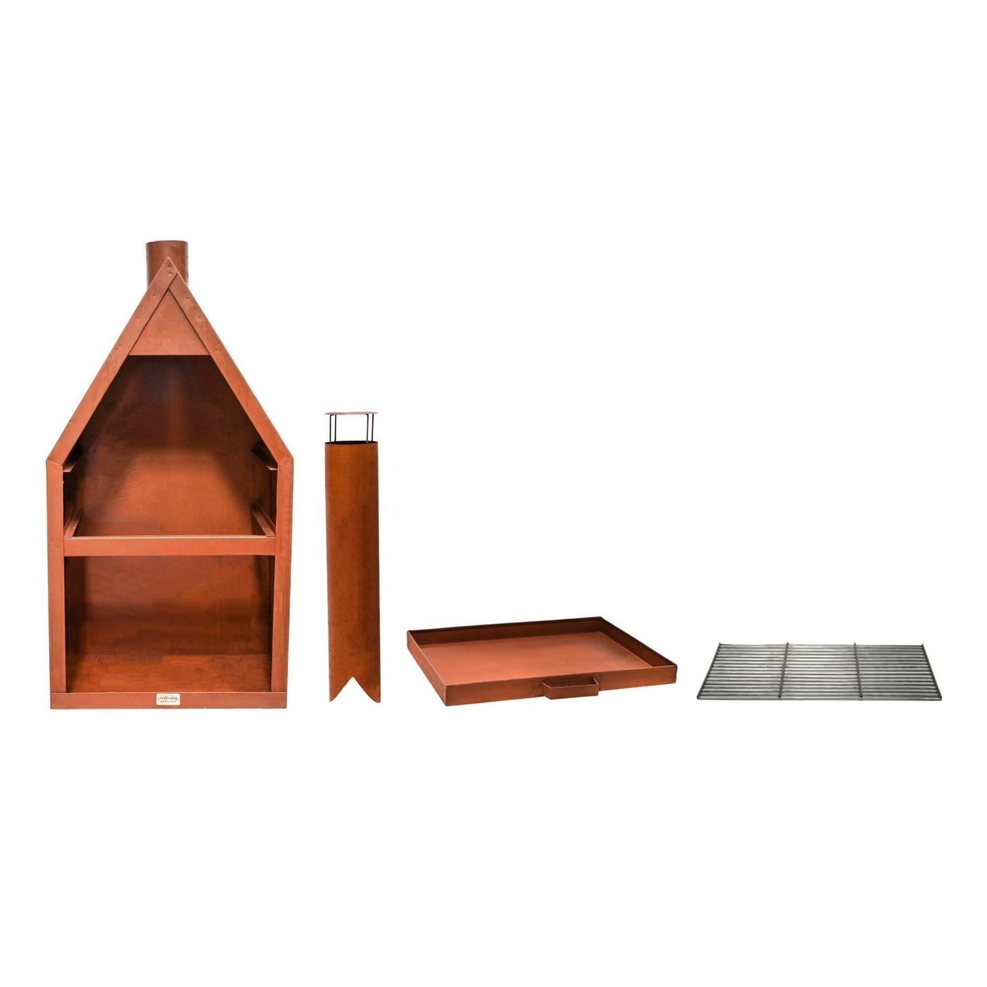 Outdoor Henley Fireplace Rust With Grill Iron
