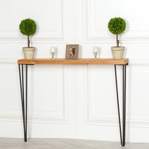 Rustic Wooden Hairpin Hall Table Console 77cm