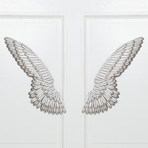 Large Metal Wall Silver Angel Wings
