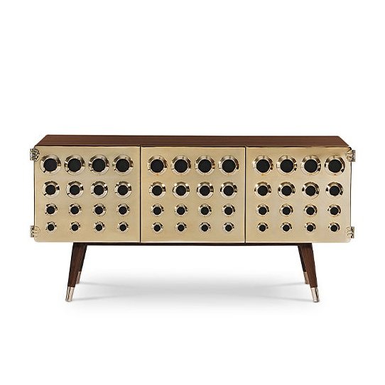 Monocles Sideboard Brass Walnut Gold
