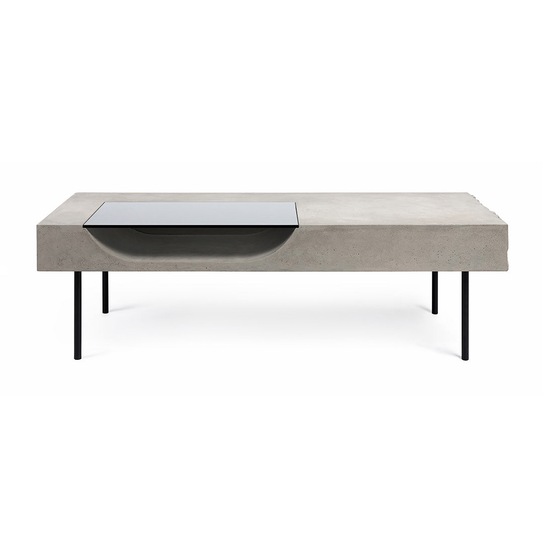 Curb Coffee Table Concrete Steel Tempered Glass