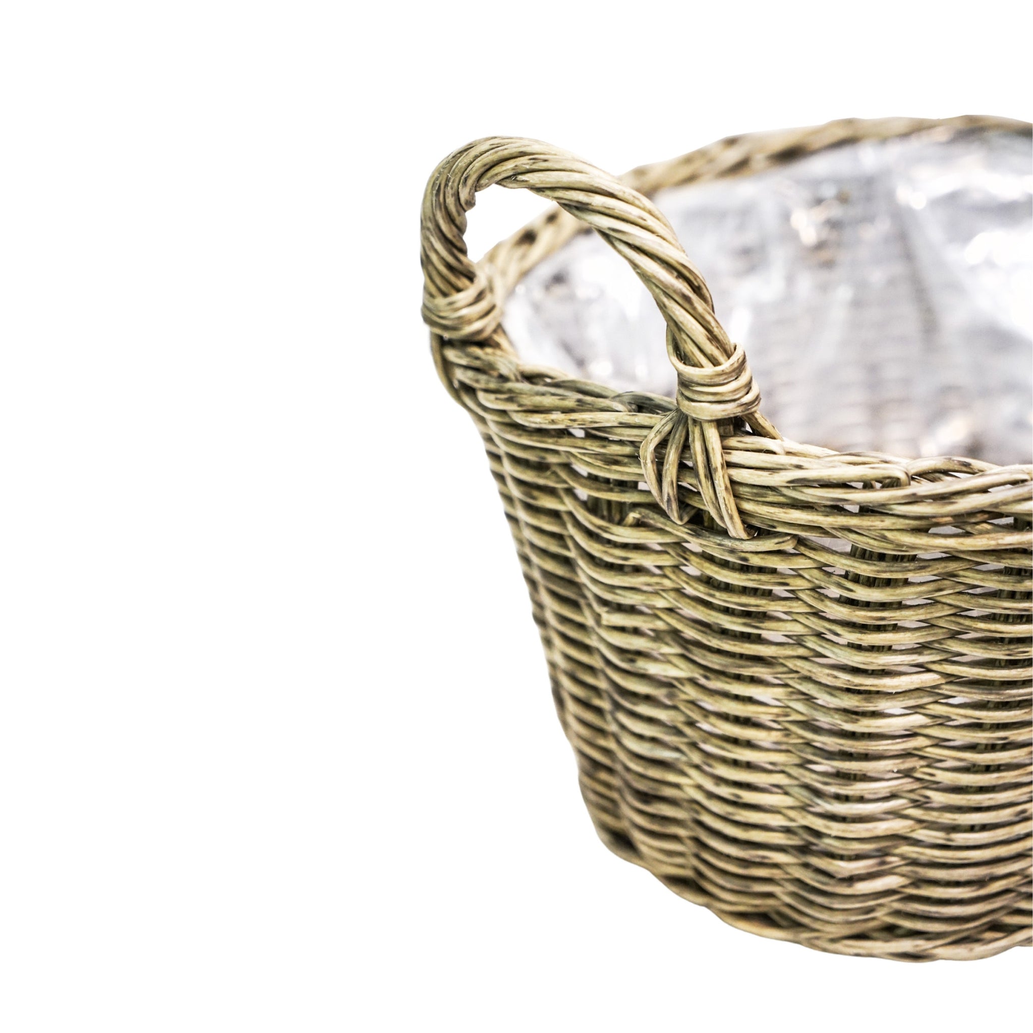Polyrattan Lined Basket Natural Large