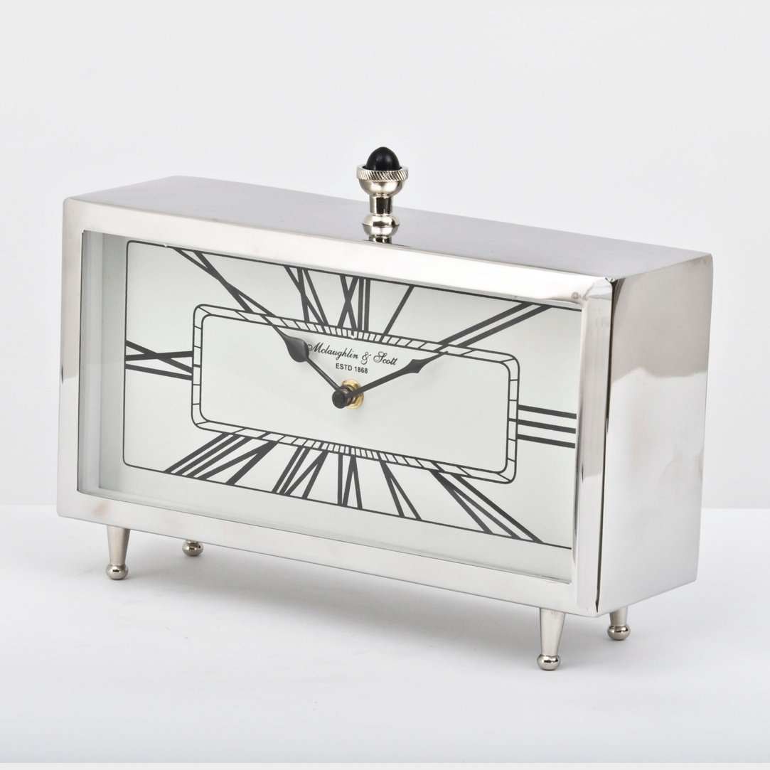 Nobo Nickel Rectangular Table Clock