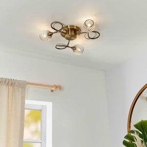 Ahearne 3 Ceiling Lamp Antique Brass