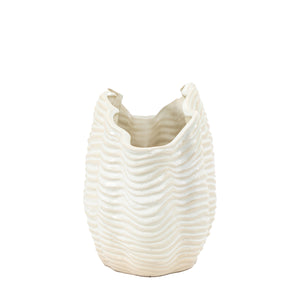 Clam Vase Large Reactive White