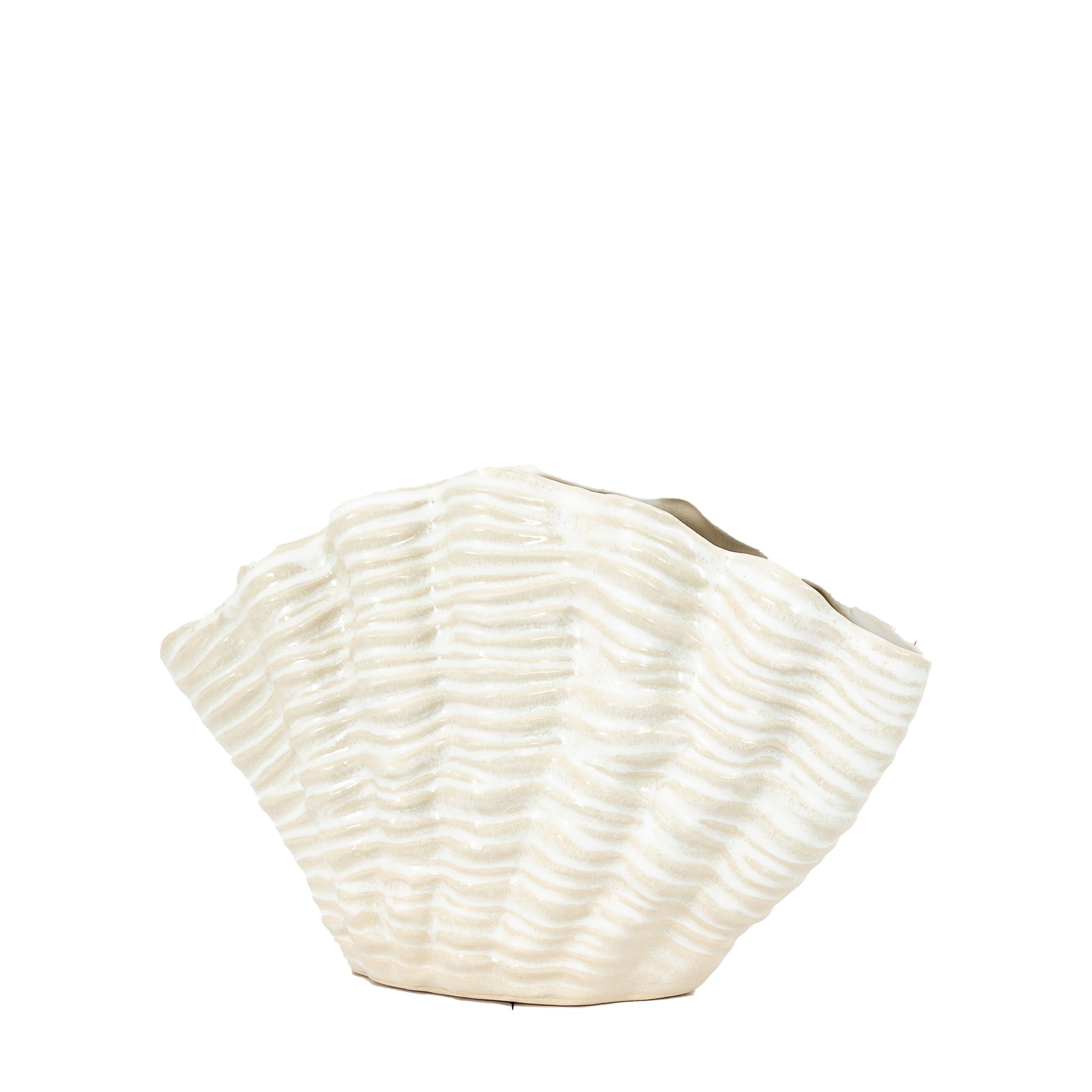 Clam Vase Small Reactive White
