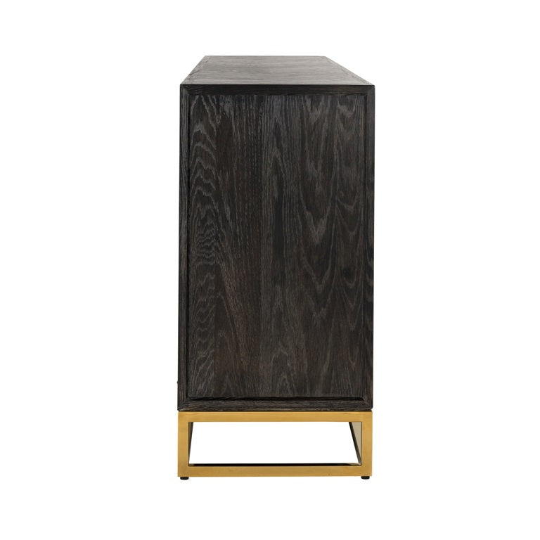 Blackbone Sideboard Black Rustic 4 Doors Gold Steel Frame