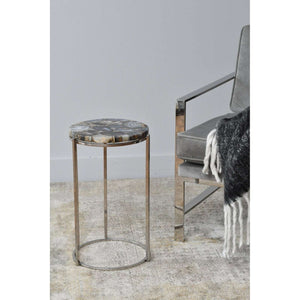 Arigato Round Side Table on Nickel Frame