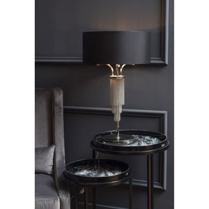 Langan Table Lamp In Nickel With Black Shade E27 60W