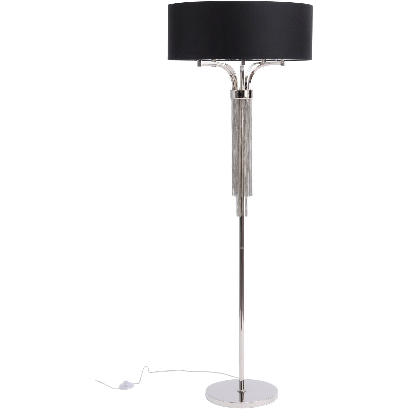 Langan Floor Lamp In Nickel With Black Shade E14 40W