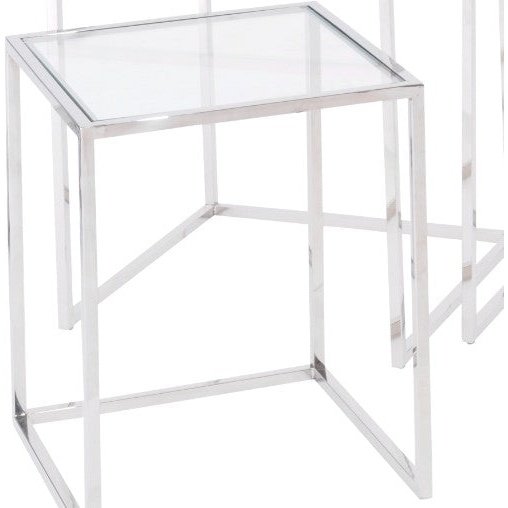 Linley Stainless Steel And Glass Set Of 3 Nesting Tables