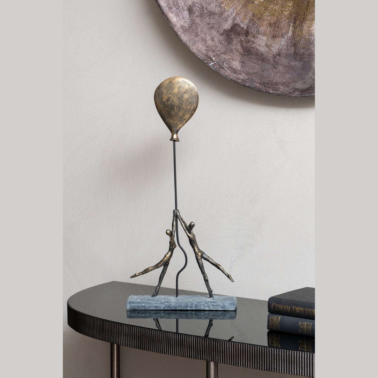 Antiqued Bronze Couple With Balloon Sculpture