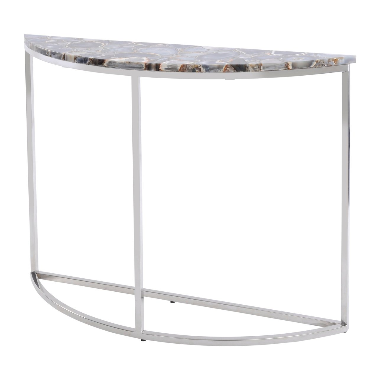 Arigato Crescent Console Table On Nickel Frame