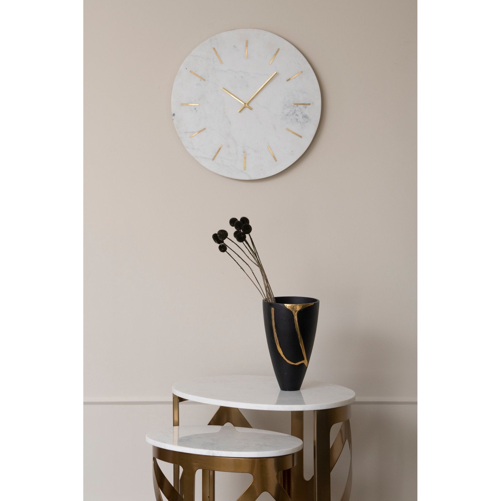 Brass Inlay And Marble Wall Clock