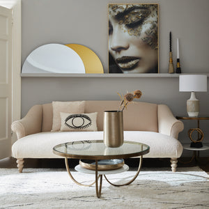Nala White Marble And Antique Gold Iron Coffee Table