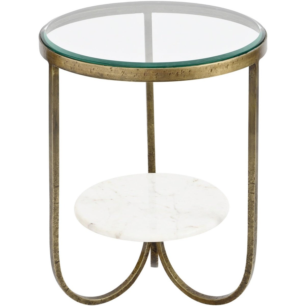 Nala White Marble And Antique Gold Iron Side Table