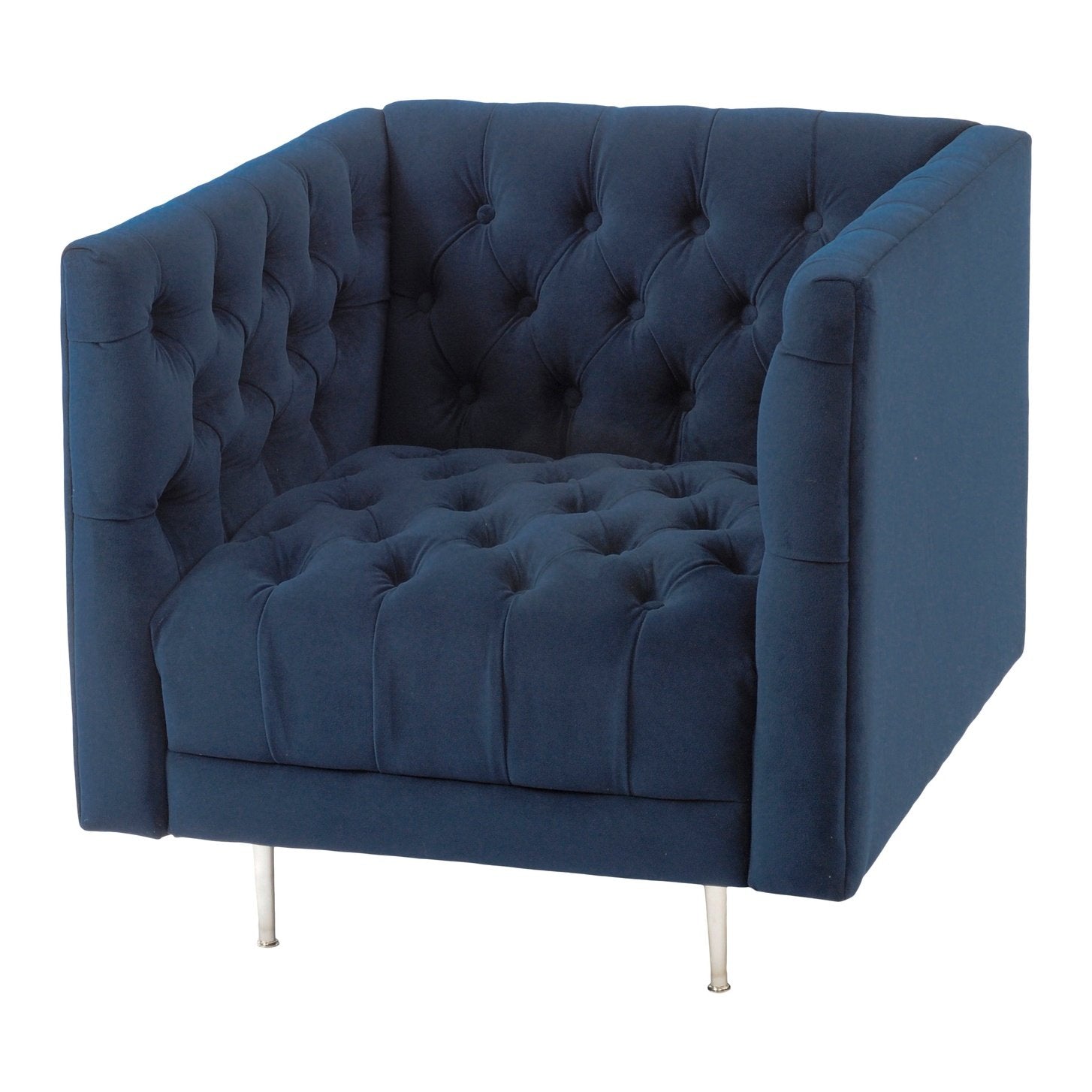 Ayla Blue Velvet Button Detail Occasional Chair
