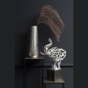 Aldo Abstract Elephant Head Sculpture in Silver Resin