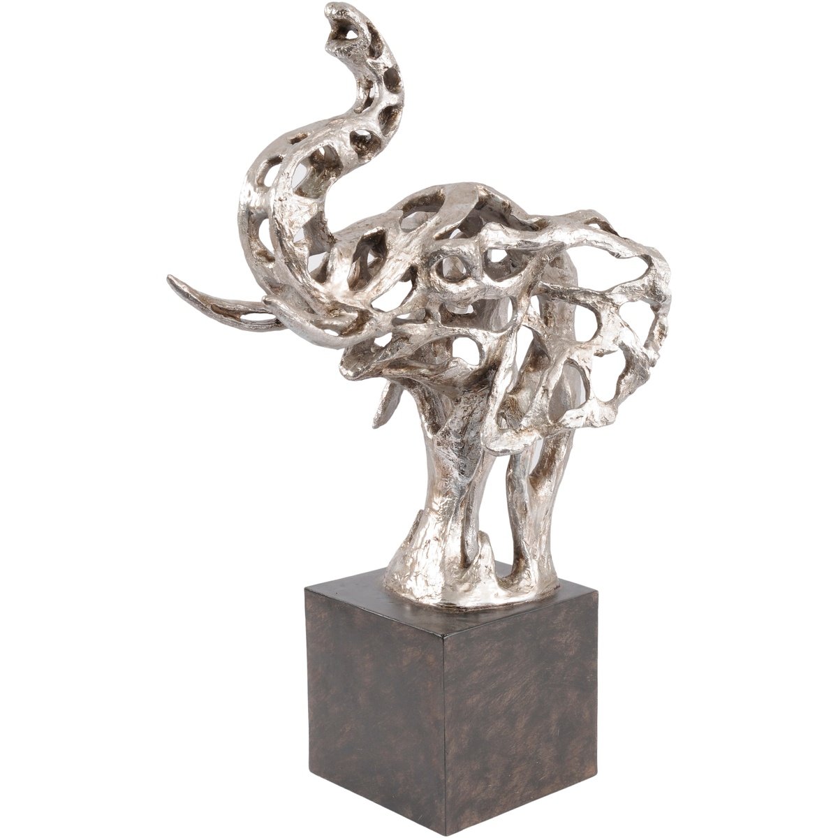Aldo Abstract Elephant Head Sculpture in Silver Resin