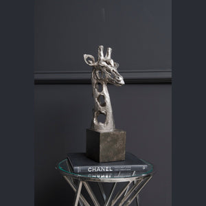 Aldo Abstract Giraffe Head Sculpture in Silver Resin