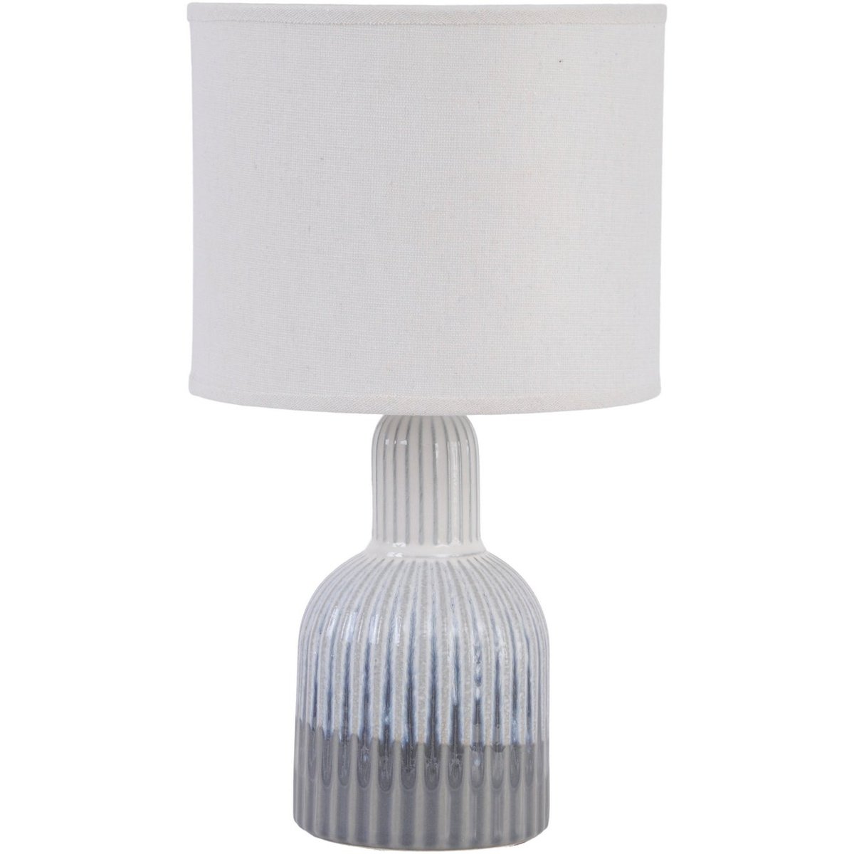 Grey Porcelain Lamp with Ribbed Detail and White Shade Large  E27 60W