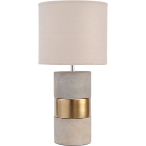 Concrete and Gold Table Lamp with Natural Shade  E27 60W