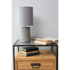 Grey Textured Porcelain Table Lamp With Shade  E14 40W