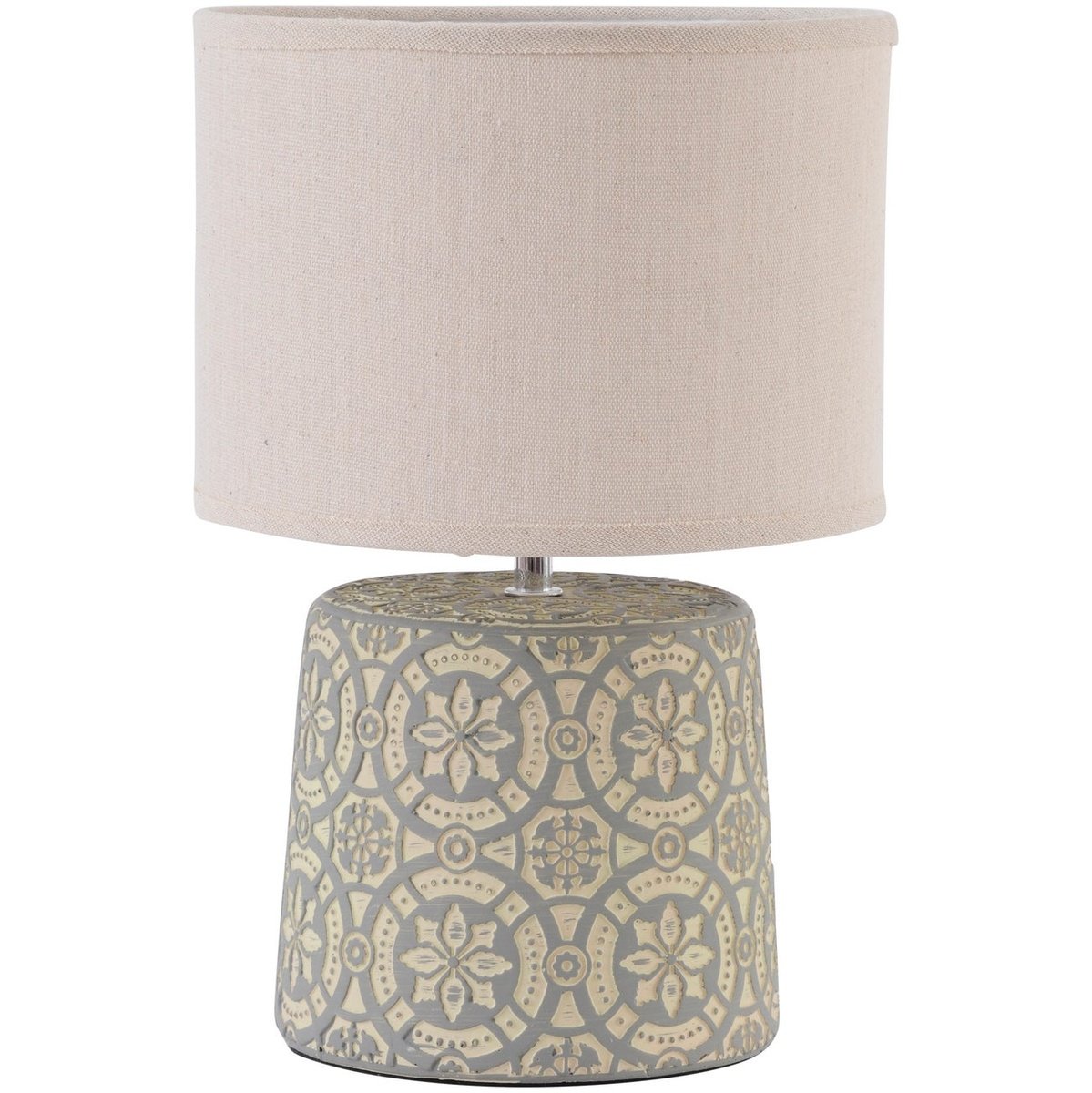 Vader Cream Concrete Lamp With Geometric Pattern and Shade - E14 40W