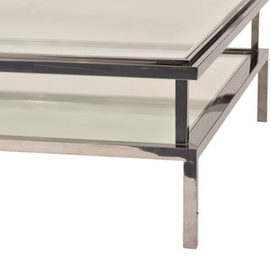 Knightsbridge Stainless Steel and Glass Square Coffee Table 120x120x42cm