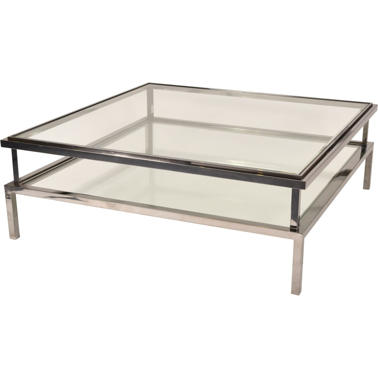 Knightsbridge Stainless Steel and Glass Square Coffee Table 120x120x42cm