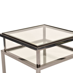 Knightsbridge Stainless Steel and Glass Square Side Table 65x65x55cm
