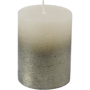 White Pillar Candle With Metallic Green Ombre Base 7x19cm