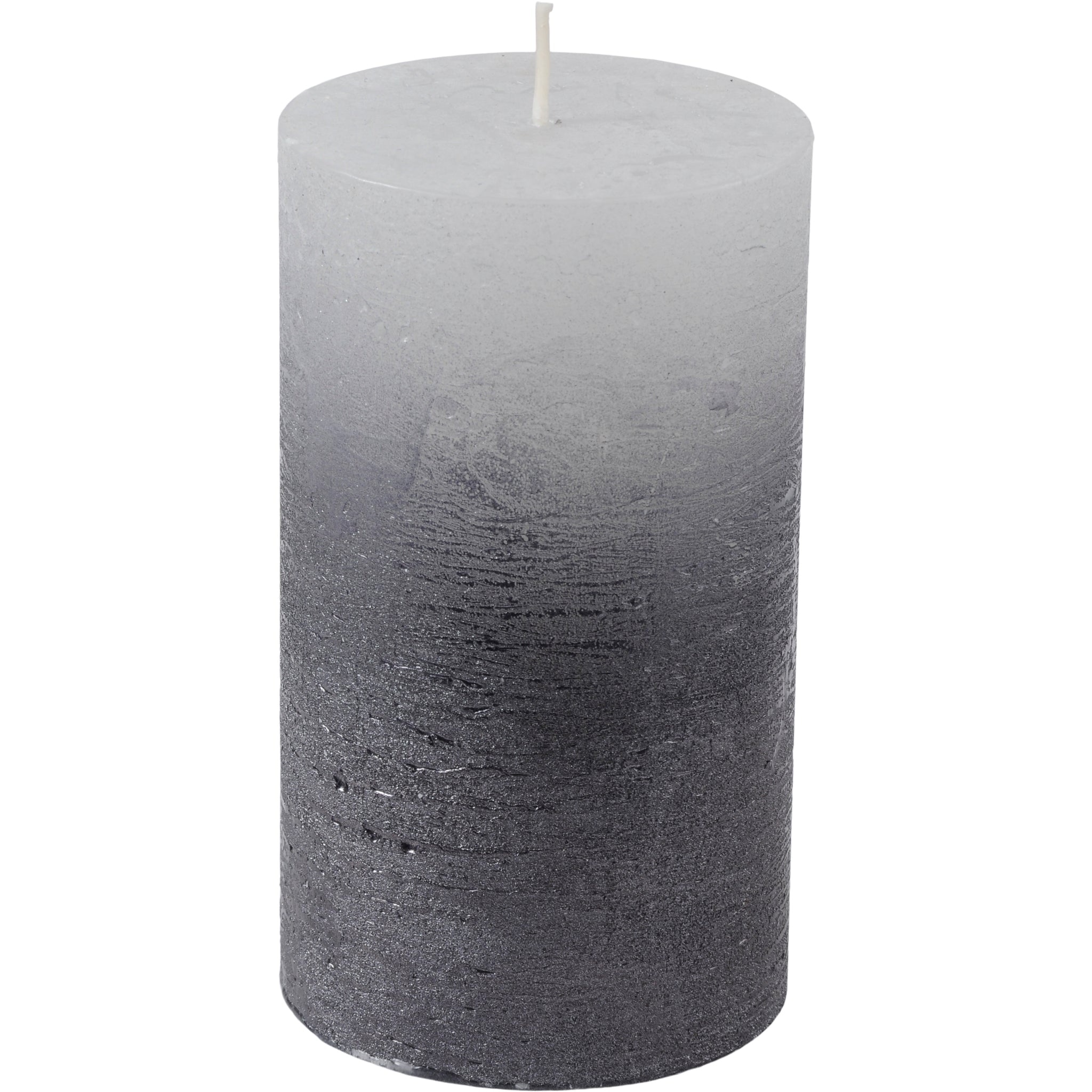 White Pillar Candle With Metallic Black Ombre Base 7x12cm