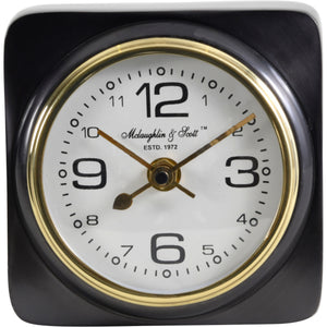 Tomas Solid Black Square Carriage Mantel Clock
