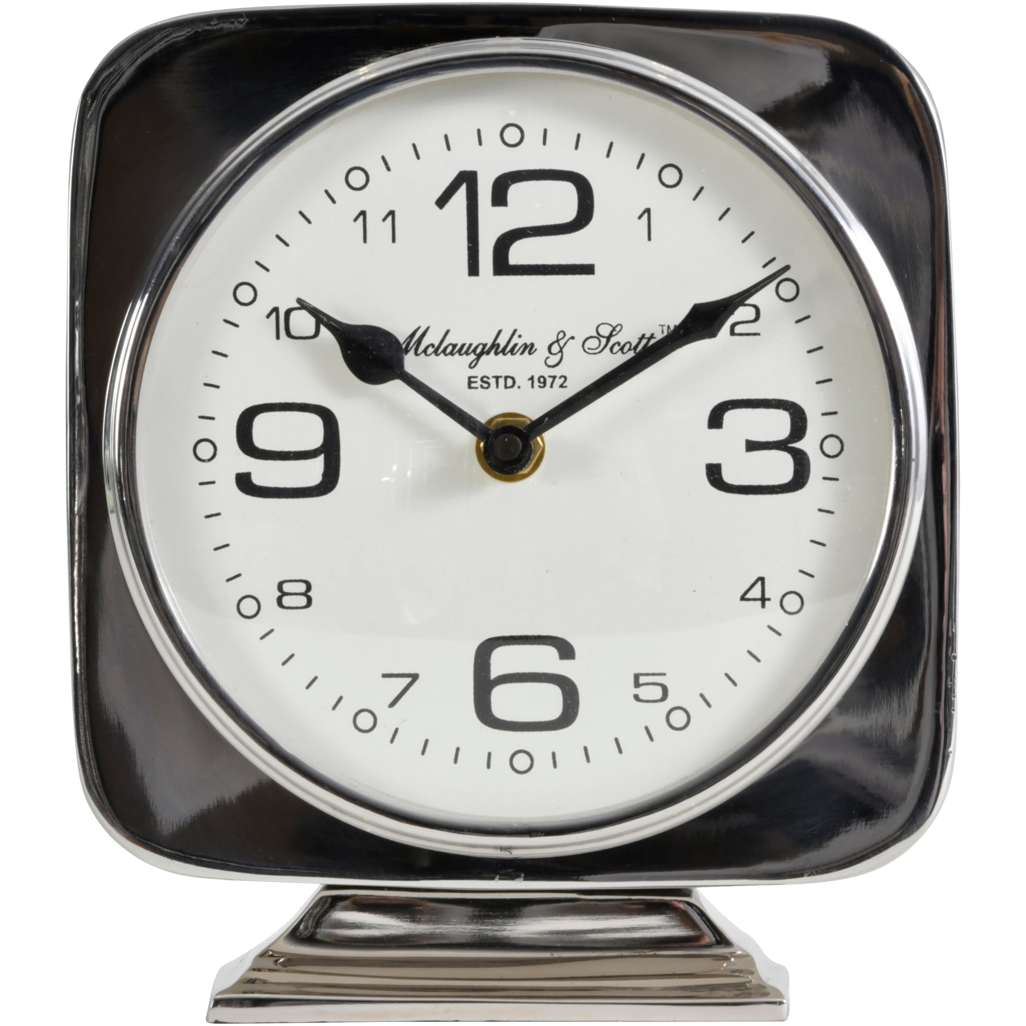 Vickers Silver Nickel Square Mantel Clock on Stand