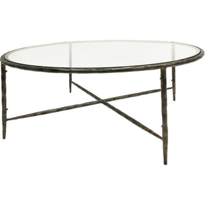 Dalton Hand Forged Round Coffee Table Dark Bronze Finish with Glass Top