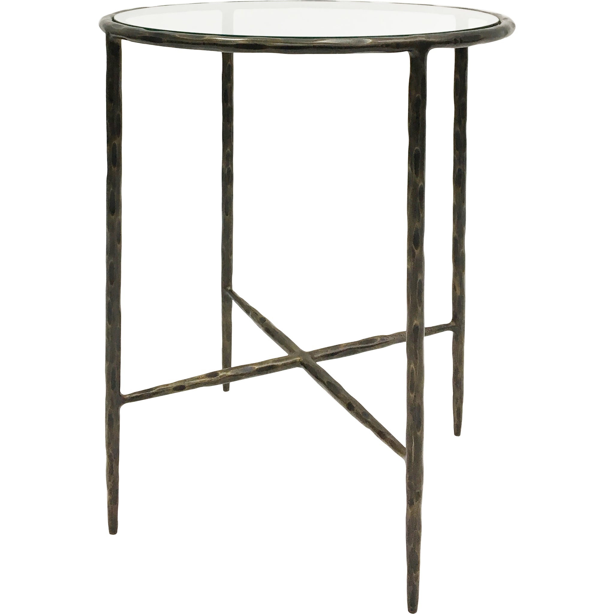 Dalton Hand Forged Side Table Dark Bronze Finish with Glass Top