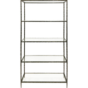 Dalton Hand Forged Shelving Unit Table Dark Bronze with Glass Shelves