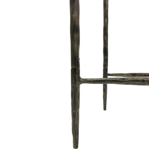 Dalton Hand Forged Console Table Small Dark Bronze with Glass Top 110x30cm