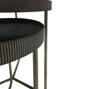 Savoy Set of 2 Side Tables with Black Tinted Glass